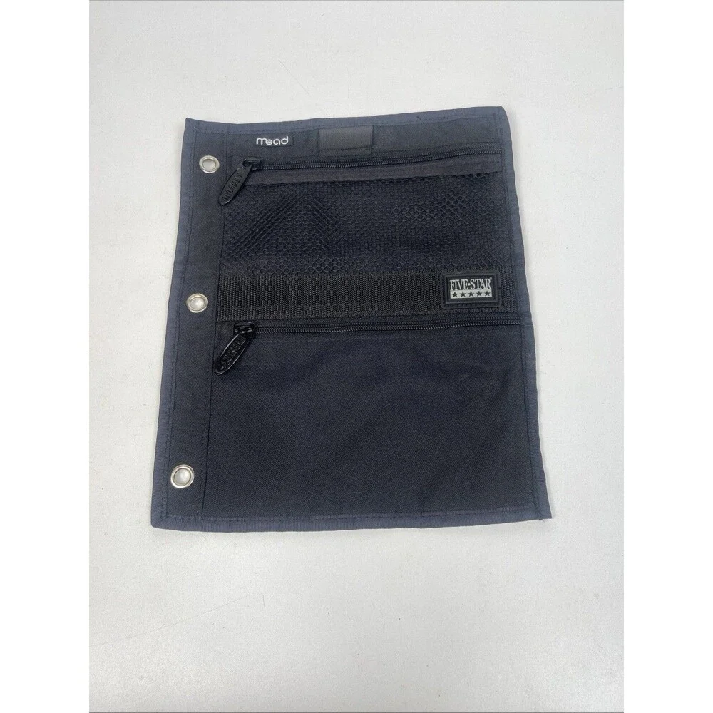 Mead Five Star Two Pocket Zipper Pouch Pencil Case with 3-Ring Binder Holes